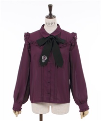 Rose embroidery ribbon Blouse(Purple-F)