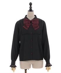 Blouse with music embroidery ribbon(Black-F)