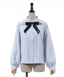 Snorkristal embroidery Blouse(Saxe blue-F)