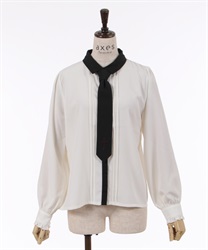 Shirt with cross embroidery tie(Ecru-F)
