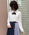 Frill Blouse with ribbon tie(Ecru-F)