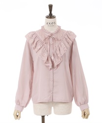Antique -style frill Blouse(Pink-M)