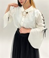 Flare sleeve Blouse with brooch(Ecru-F)