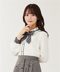 Piping design Blouse(Grey-F)