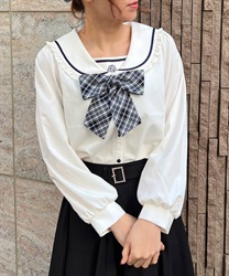 Sailor Blouse with check ribbon(Ecru-F)