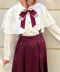 Cape -style Blouse with ribbon tie(Ecru-F)