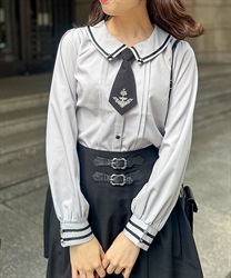 Blouse with embroidered tie