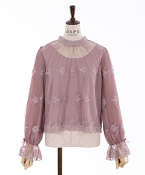 Stand collat blouse(Pink-F)