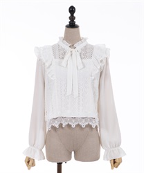 Lacy raffle frills blouse(Ecru-F)