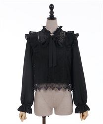 Lacy raffle frills blouse(Black-F)