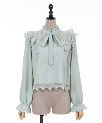 Lacy raffle frills blouse(Mint Green-F)