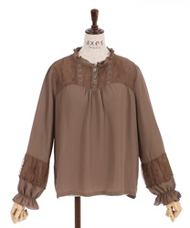 Bustier switching Blouse(Brown-F)