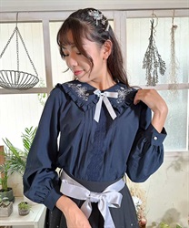 Ice Christal embroidery Blouse(Navy-F)