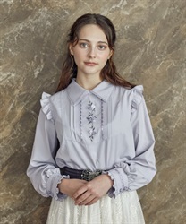 Rose ribbon Blouse Pullover(Lavender-F)