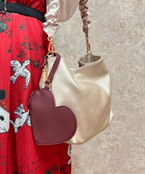 2WAY Bag with heart pouch(Ecru-F)