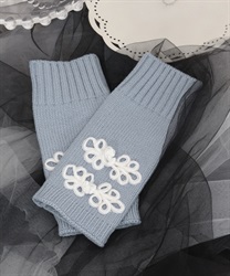 China button knit gloves(Blue-F)