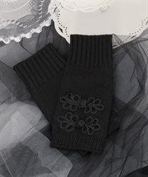 China button knit gloves(Black-F)