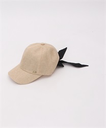 Buck ribbon miscellaneous material style cap(Beige-F)