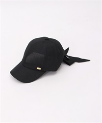 Buck ribbon miscellaneous material style cap(Black-F)