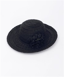 Lace with flower cozage HAT(Black-F)