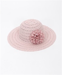 Lace with flower cozage HAT(Pink-F)