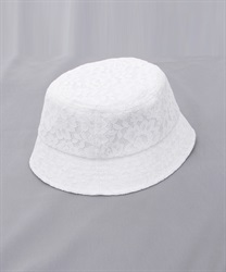 Lace fabric layered bucket Hat(White-F)