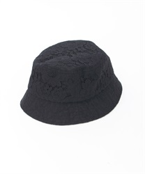 Lace fabric layered bucket Hat(Black-F)