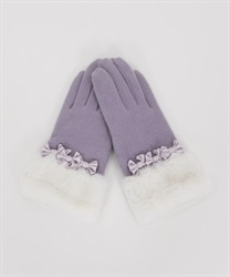Tripe ribbons gloves(Lavender-M)