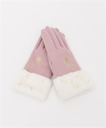 Bear embroidery gloves(Pink-F)