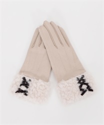 Lace-up mouton style gloves(Beige-M)