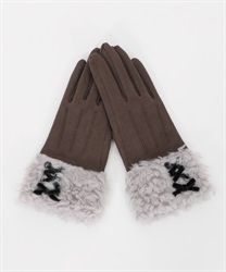 Lace-up mouton style gloves(Brown-M)