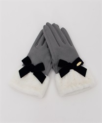 Velor ribbon gloves(Grey-F)