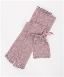 Drawstring bag Lacy Long UV Gloves(Pink-M)