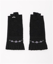 Bracelet-style rose embroidery UV gloves(Black-M)