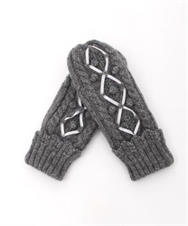 Diamond ribbon knit miton(Grey-F)