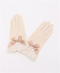 Lace x ribbon UV gloves(Ecru-F)