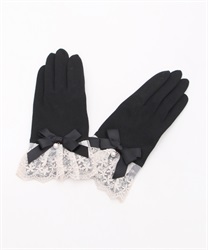 Lace x ribbon UV gloves(Black-F)