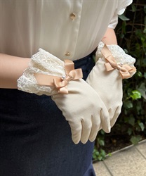Lace x ribbon UV gloves