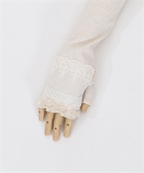 Frill x Lace long UV gloves(Beige-M)
