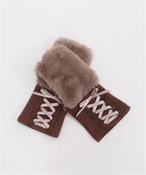 Lace -up x fur use gloves(Brown-F)