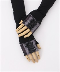 Lace -up UV long gloves(Black-F)