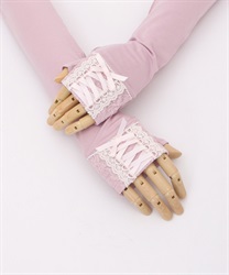 Lace -up UV long gloves(Pink-F)