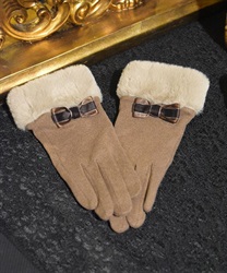 Color scheme ribbon x fur gloves(Brown-F)
