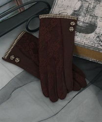 Side button lace switching gloves(Dark brown-F)