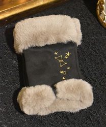 Constellation embroidery suede gloves(Black-F)
