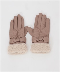 Ribbon design nylon gloves(Beige-F)