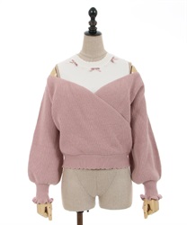 Cachecoeur layered Pullover(Pink-F)