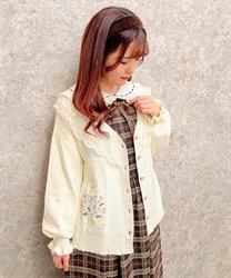 Bouquet embroidery knit Cardigan