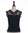 Lace design Tank top with cup(Black-F)