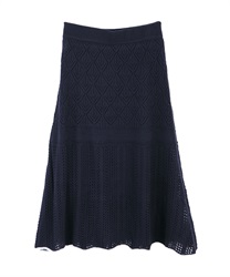 Long lace-up knit skirt(Navy-Free)
